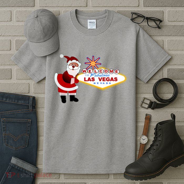 Famous Welcome To Las Vegas Sign With Santa Claus Christmas Tall T-Shirt