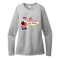 Famous Welcome To Las Vegas Sign With Santa Claus Christmas Womens CVC Long Sleeve Shirt