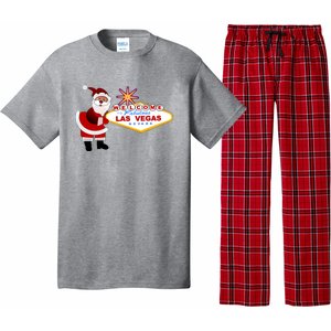 Famous Welcome To Las Vegas Sign With Santa Claus Christmas Pajama Set