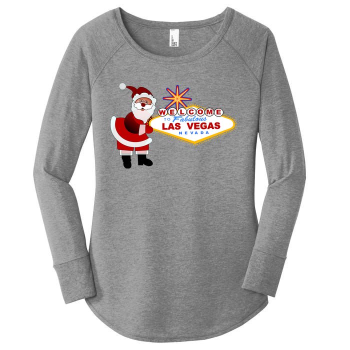 Famous Welcome To Las Vegas Sign With Santa Claus Christmas Women's Perfect Tri Tunic Long Sleeve Shirt