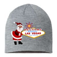 Famous Welcome To Las Vegas Sign With Santa Claus Christmas Sustainable Beanie