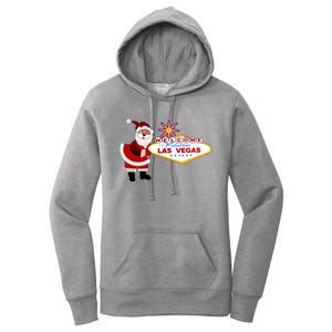 Famous Welcome To Las Vegas Sign With Santa Claus Christmas Women's Pullover Hoodie