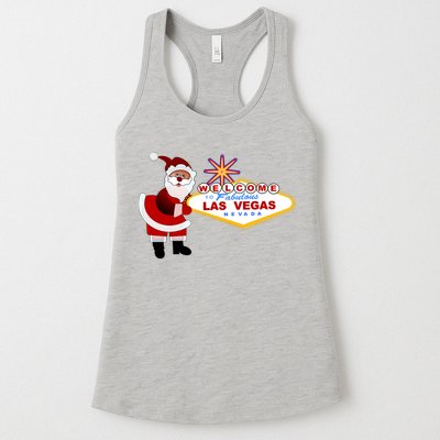 Famous Welcome To Las Vegas Sign With Santa Claus Christmas Womens Tank Top