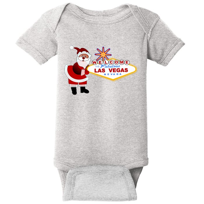 Famous Welcome To Las Vegas Sign With Santa Claus Christmas Baby Bodysuit