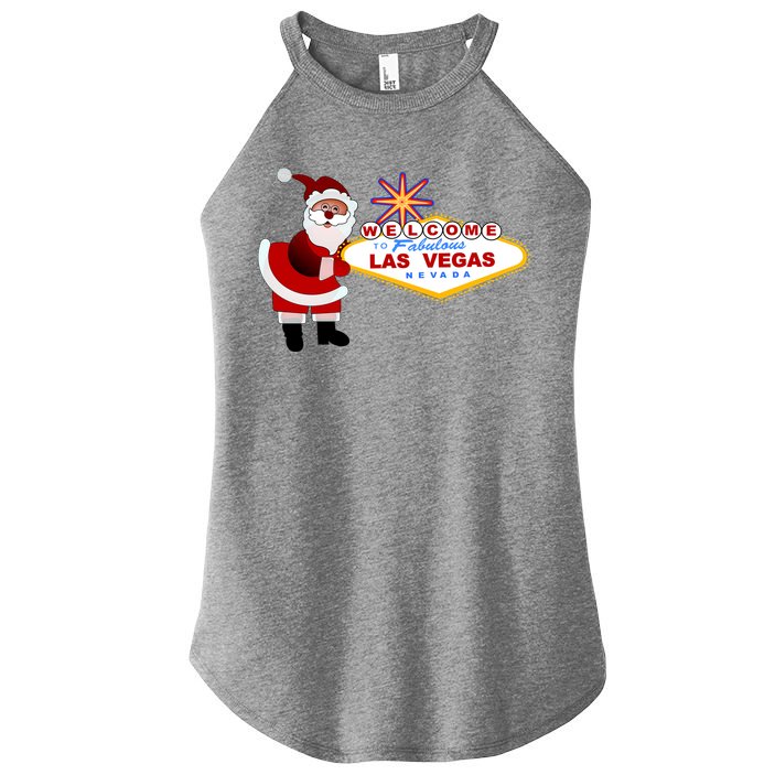 Famous Welcome To Las Vegas Sign With Santa Claus Christmas Women's Perfect Tri Rocker Tank