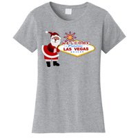 Famous Welcome To Las Vegas Sign With Santa Claus Christmas Women's T-Shirt