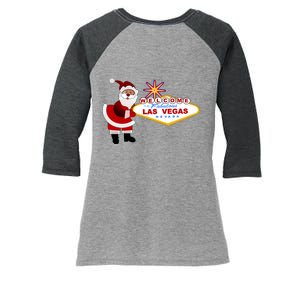 Famous Welcome To Las Vegas Sign With Santa Claus Christmas Women's Tri-Blend 3/4-Sleeve Raglan Shirt