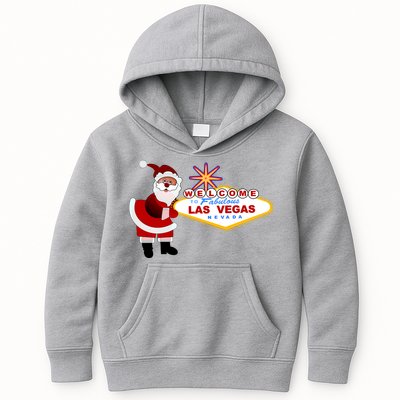 Famous Welcome To Las Vegas Sign With Santa Claus Christmas Kids Hoodie