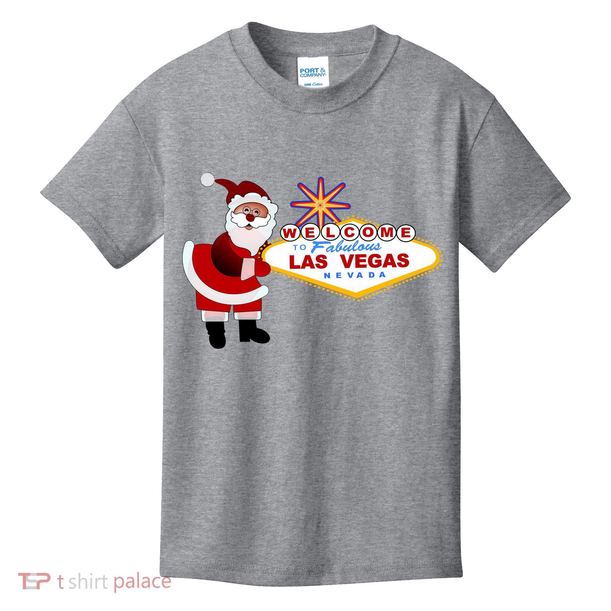 Famous Welcome To Las Vegas Sign With Santa Claus Christmas Kids T-Shirt