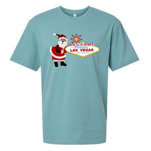 Famous Welcome To Las Vegas Sign With Santa Claus Christmas Sueded Cloud Jersey T-Shirt