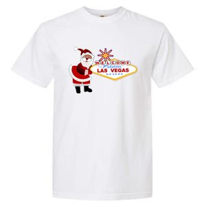 Famous Welcome To Las Vegas Sign With Santa Claus Christmas Garment-Dyed Heavyweight T-Shirt