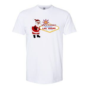 Famous Welcome To Las Vegas Sign With Santa Claus Christmas Softstyle CVC T-Shirt