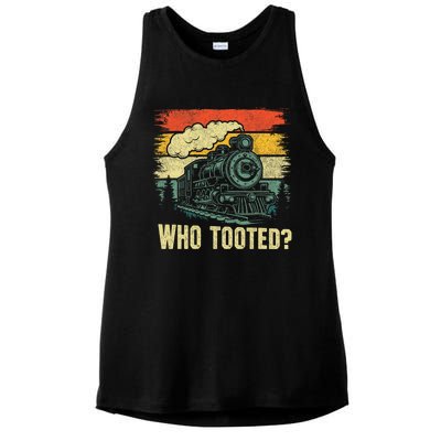 Funny Who Tooted Train Lovers Ladies PosiCharge Tri-Blend Wicking Tank