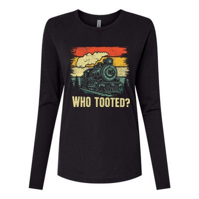 Funny Who Tooted Train Lovers Womens Cotton Relaxed Long Sleeve T-Shirt