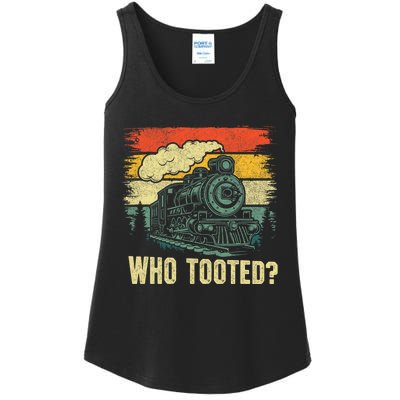 Funny Who Tooted Train Lovers Ladies Essential Tank