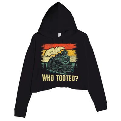 Funny Who Tooted Train Lovers Crop Fleece Hoodie