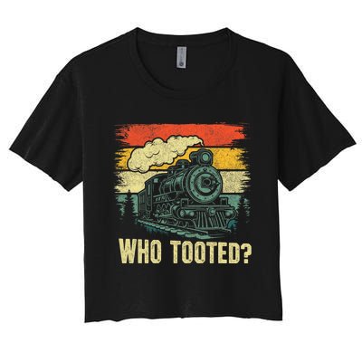 Funny Who Tooted Train Lovers Women's Crop Top Tee