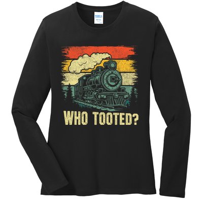 Funny Who Tooted Train Lovers Ladies Long Sleeve Shirt