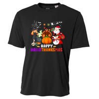 Funny Witch Turkey Santa Happy HalloThanksMas Costume Cooling Performance Crew T-Shirt