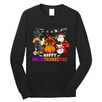 Funny Witch Turkey Santa Happy HalloThanksMas Costume Long Sleeve Shirt