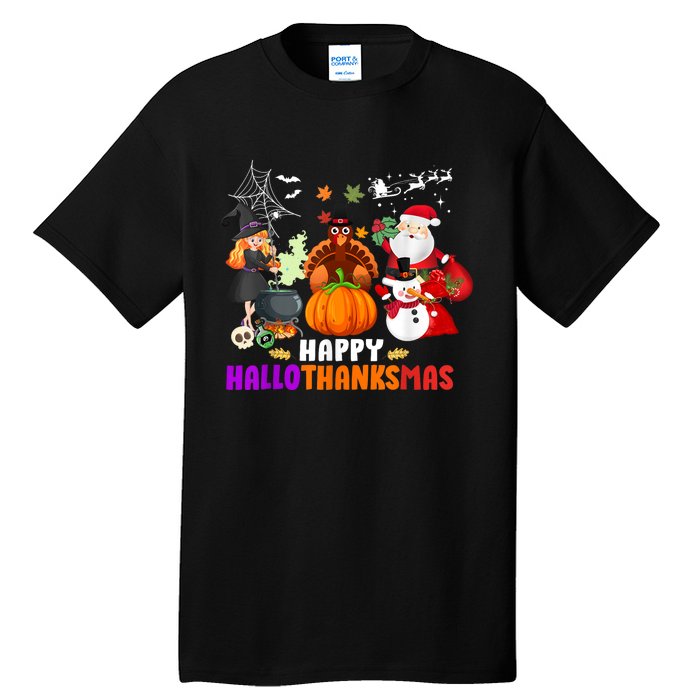 Funny Witch Turkey Santa Happy HalloThanksMas Costume Tall T-Shirt