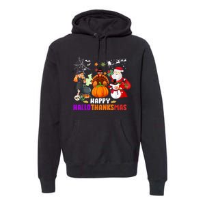 Funny Witch Turkey Santa Happy HalloThanksMas Costume Premium Hoodie