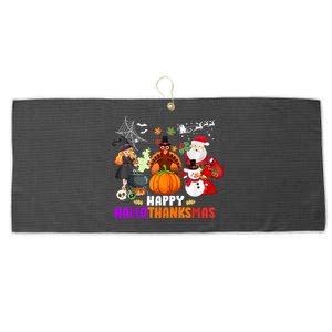 Funny Witch Turkey Santa Happy HalloThanksMas Costume Large Microfiber Waffle Golf Towel