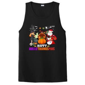 Funny Witch Turkey Santa Happy HalloThanksMas Costume PosiCharge Competitor Tank