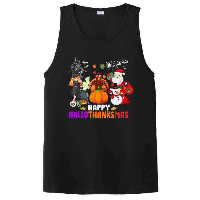 Funny Witch Turkey Santa Happy HalloThanksMas Costume PosiCharge Competitor Tank