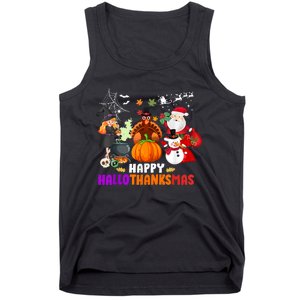 Funny Witch Turkey Santa Happy HalloThanksMas Costume Tank Top