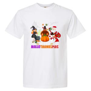 Funny Witch Turkey Santa Happy HalloThanksMas Costume Garment-Dyed Heavyweight T-Shirt