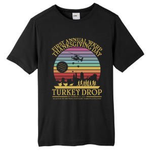 Funny WKRP Thanksgiving Turkey Drop Funny Retro Tall Fusion ChromaSoft Performance T-Shirt