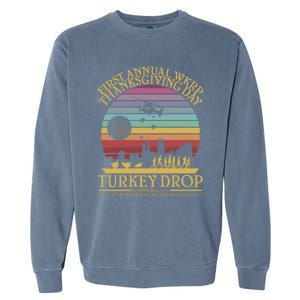 Funny WKRP Thanksgiving Turkey Drop Funny Retro Garment-Dyed Sweatshirt