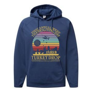 Funny WKRP Thanksgiving Turkey Drop Funny Retro Performance Fleece Hoodie