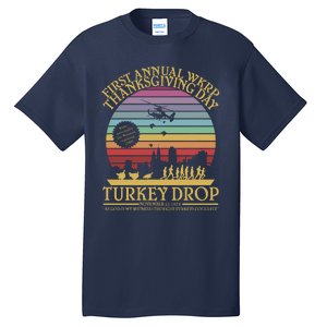 Funny WKRP Thanksgiving Turkey Drop Funny Retro Tall T-Shirt