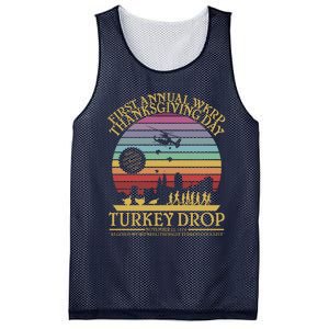 Funny WKRP Thanksgiving Turkey Drop Funny Retro Mesh Reversible Basketball Jersey Tank