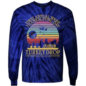 Funny WKRP Thanksgiving Turkey Drop Funny Retro Tie-Dye Long Sleeve Shirt