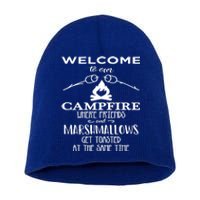 Funny Welcome To Our Campfire Lets Get Toasted Cute Gift Short Acrylic Beanie