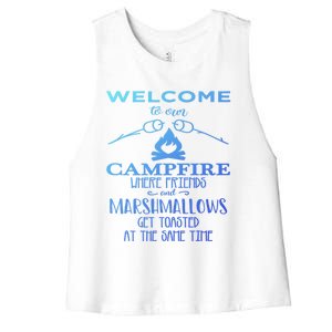 Funny Welcome To Our Campfire Lets Get Toasted Cute Gift Women's Racerback Cropped Tank