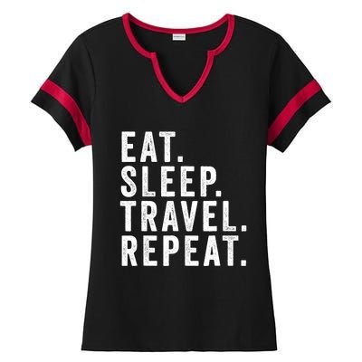 Funny World Traveler Agent Travel Adventure Traveling Gift Ladies Halftime Notch Neck Tee