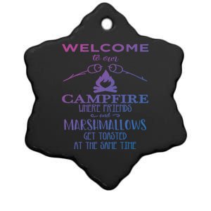 Funny Welcome To Our Campfire Lets Get Toasted Cute Gift Ceramic Star Ornament