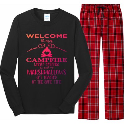 Funny Welcome To Our Campfire Lets Get Toasted Cute Gift Long Sleeve Pajama Set