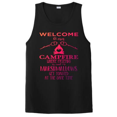 Funny Welcome To Our Campfire Lets Get Toasted Cute Gift PosiCharge Competitor Tank