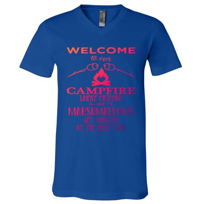 Funny Welcome To Our Campfire Lets Get Toasted Cute Gift V-Neck T-Shirt