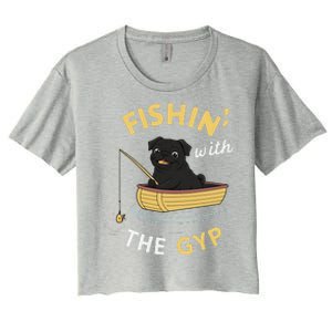 Fishin With The Gyp Pug On Boat Fishing Women's Crop Top Tee