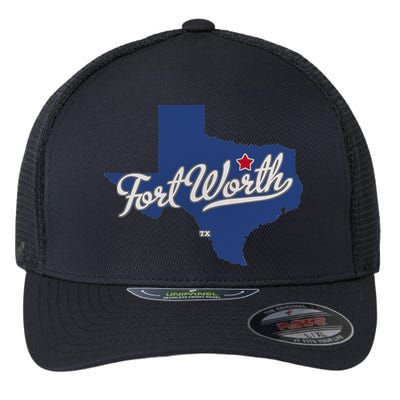 Fort Worth Texas TX Map Flexfit Unipanel Trucker Cap