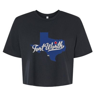 Fort Worth Texas TX Map Bella+Canvas Jersey Crop Tee