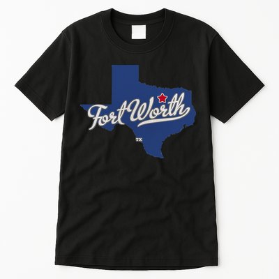 Fort Worth Texas TX Map Tall T-Shirt