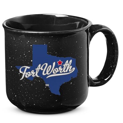 Fort Worth Texas TX Map 15oz Campfire Ceramic Mug