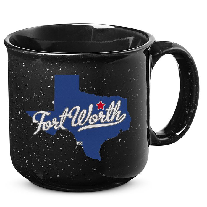Fort Worth Texas TX Map 15oz Campfire Ceramic Mug